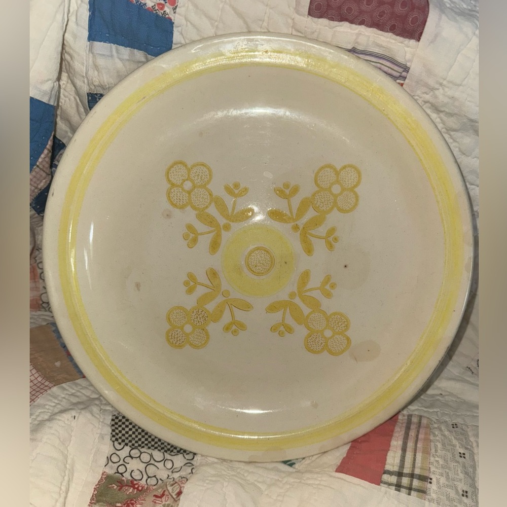 Vintage Mount Clemens Pottery Yellow Floral Dinner Plate